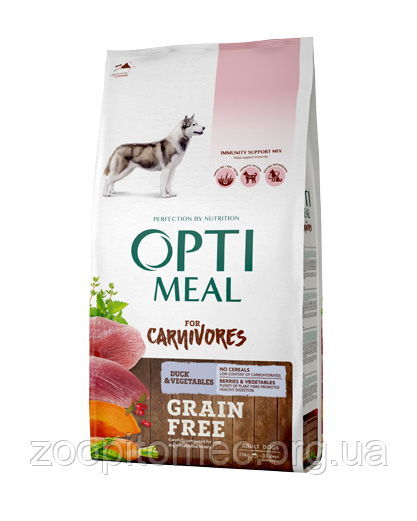 Optimeal (Оптимил) Корм для собак беззерновой з качкою і овочами, 10 кг