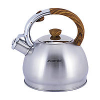 Гарний сталевий якісний чайник на 2 літри для газової й електричної плити зі свистком і ручкою AMA