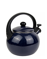 Чайник со свистком эмалированный с индукционным дном 2,2 л Kamille Качественный чайник на газ и индукцию Синий