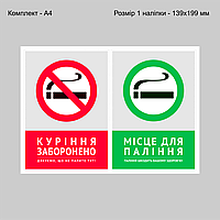 Виниловая самоклеющаяся декоративная наклейка на двери "Курение запрещено. Место для курения" из оракала