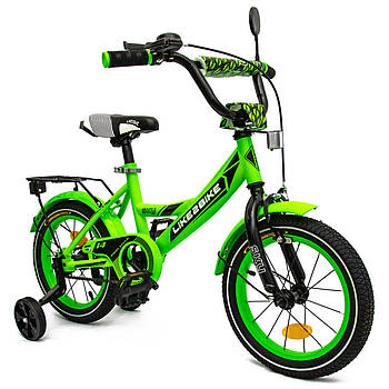 Велосипед двоколісний дитячий (колеса 14", сталева рама, дзвінок, складання 75%) Like2bike Sky 241403 Зелений