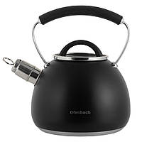 Чайник черный кухонный для газ плиты и индукции 2,5 л Ofenbach Vizo для газовой комфорки с толстым дном AMA