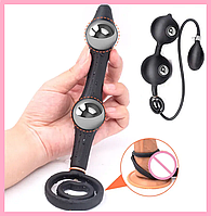 Анальний розширювач із фіксацією на мошонці, Надувний лаг із металевими кульками всередині, Інтимні іграшки