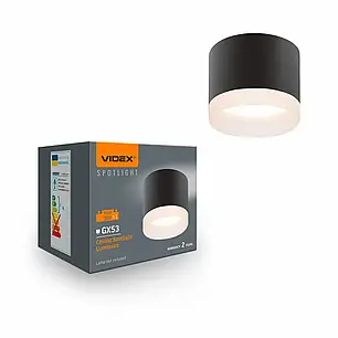 Світильник накладний Videx під лампу GX53 IP20 чорний VL-SPF25A-B, фото 1
