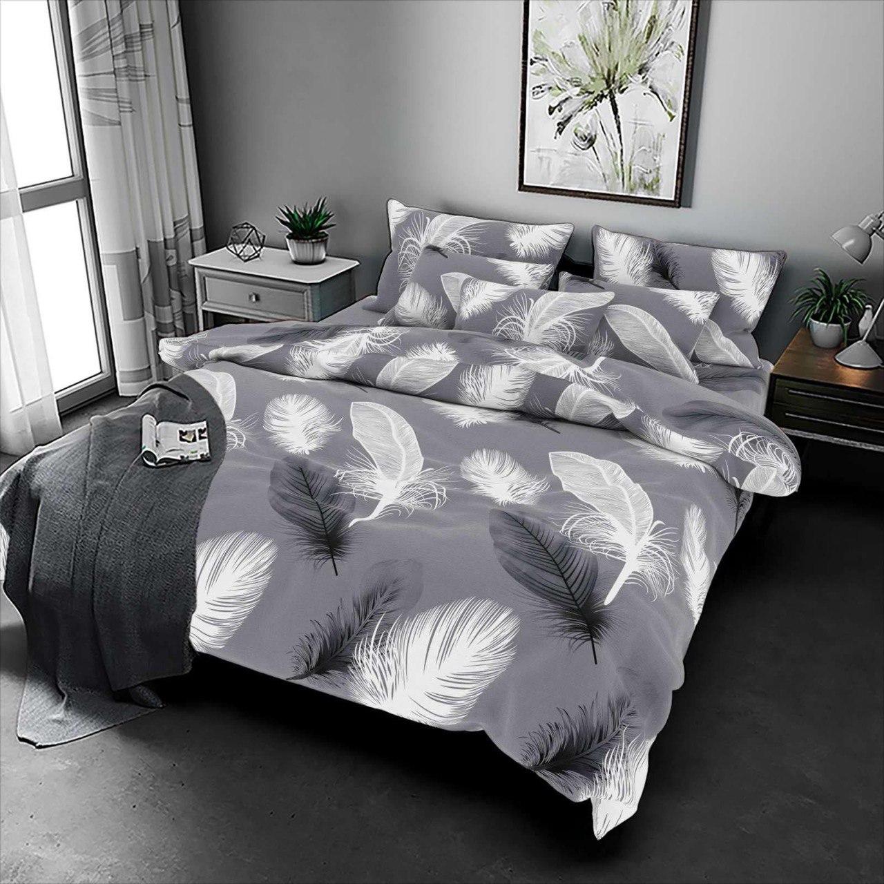 Постільна білизна двоспальна з пір'ям 100% бавовна/Комплект постільної білизни бязь Голд Люкс, фото 1