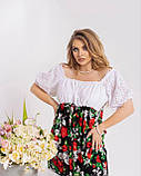 Жіноче літнє плаття селянка Тканина верх-прошва низ-штапель Розміри 48-54,56-62,64-72, фото 4