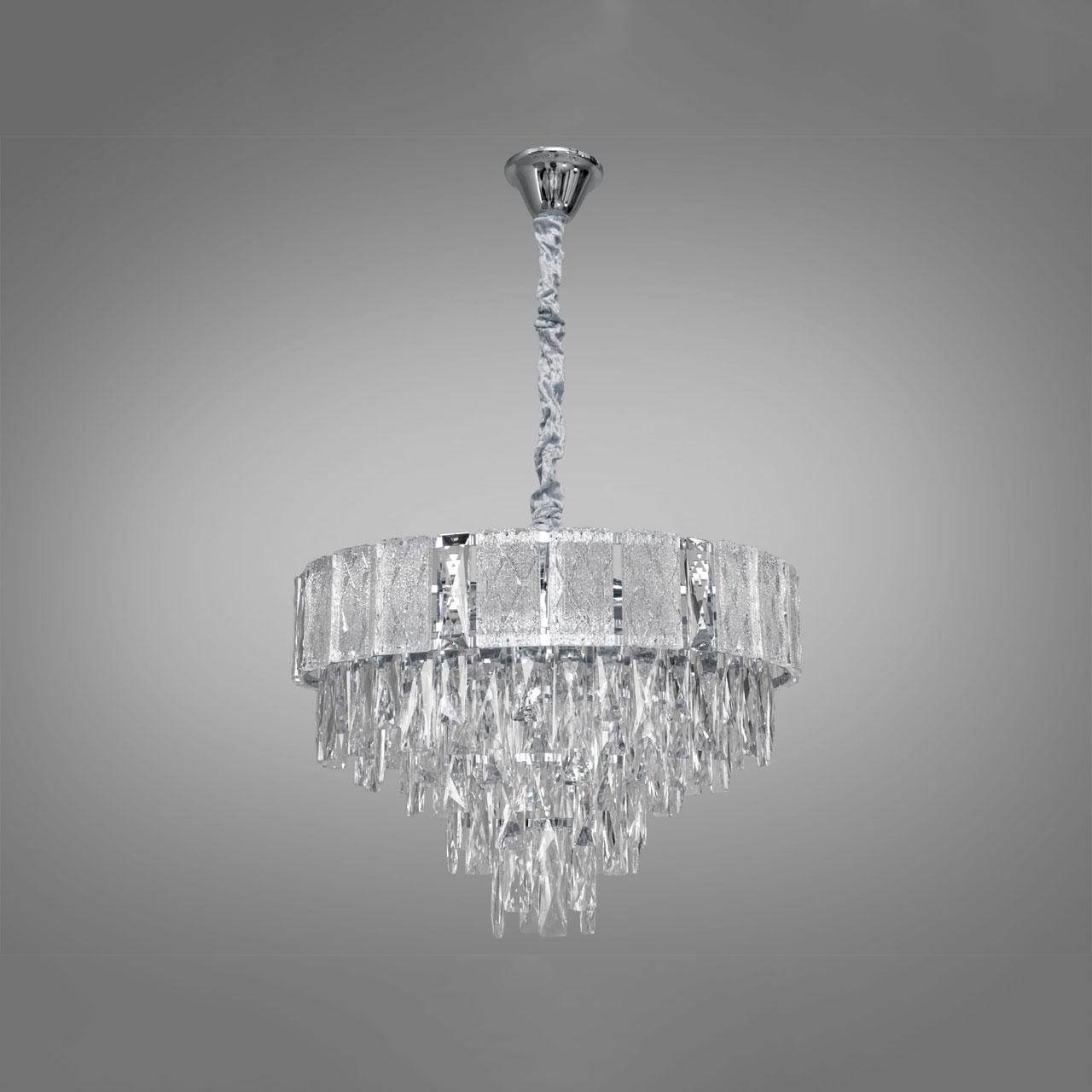 Сучасна кришталева люстра на 9 ламп Е14 колір каркасу хром D-438-500CH, фото 1