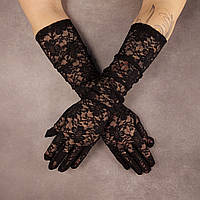 Жіночі карнавальні оперні рукавички сітка чорні легкі мереживні Чорні