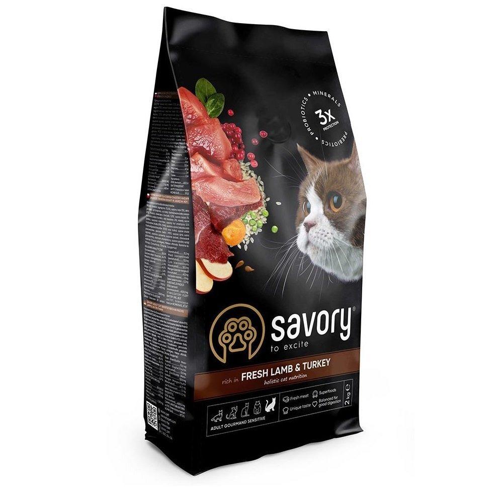 Сухий корм для дорослих котів Сейворі Savory Adult Cat Sensitive Digestion Fresh Lamb & Turkey, 400 г