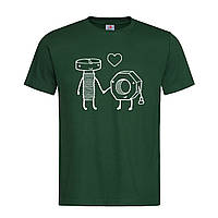 Темно-зеленая мужская/унисекс футболка Гвинтик и гайка (31-6-12-темно-зелений)