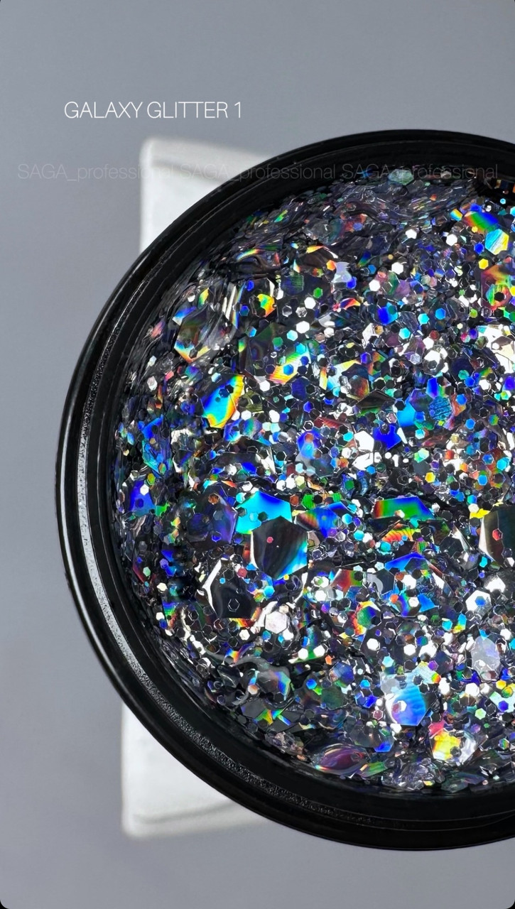 Saga Professional Гель для дизайну GALAXY Glitter №1, 8 мл, фото 1