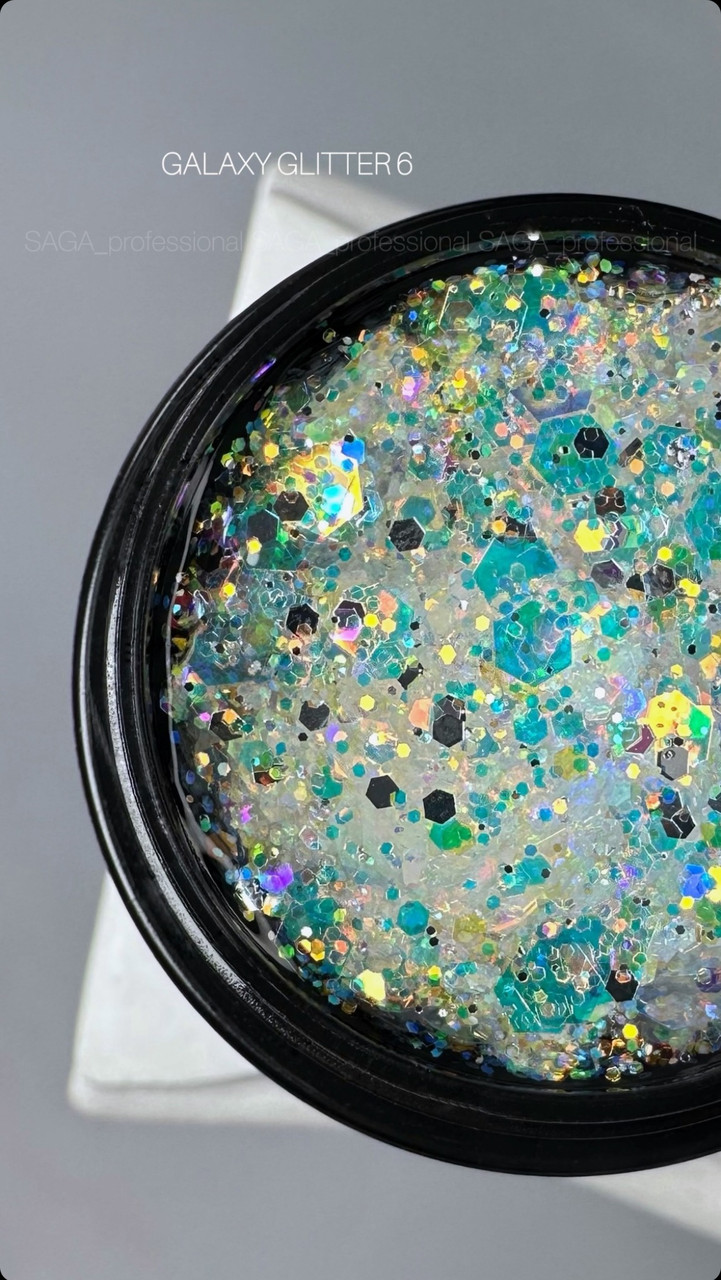 Saga Professional Гель для дизайну GALAXY Glitter №6, 8 мл