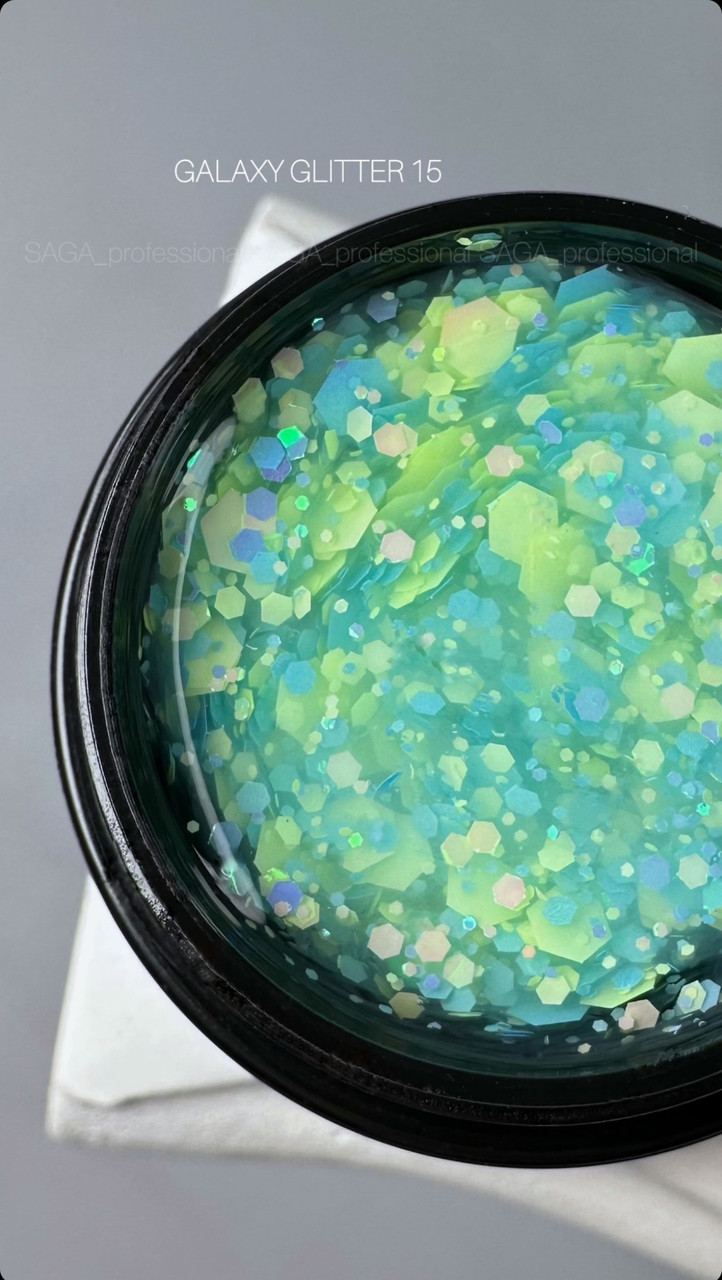 Saga Professional Гель для дизайну GALAXY Glitter №15, 8 мл