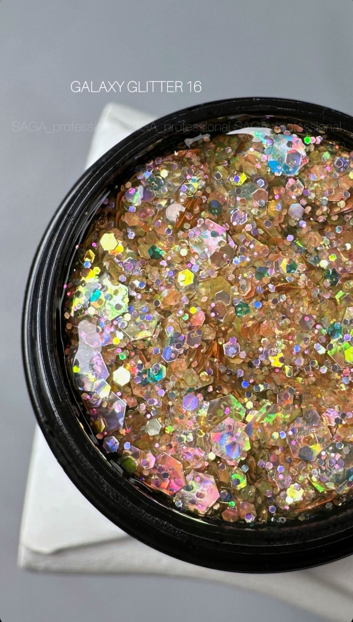 Saga Professional Гель для дизайну GALAXY Glitter №16, 8 мл