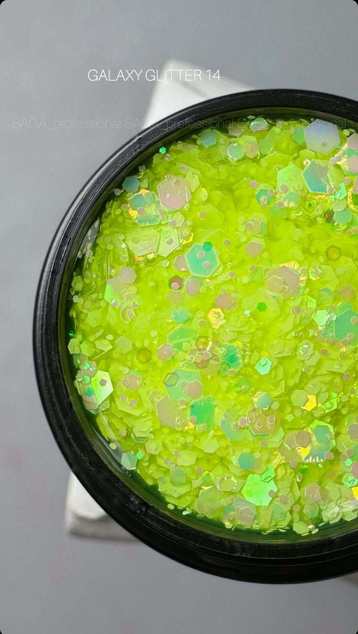 Saga Professional Гель для дизайну GALAXY Glitter №14, 8 мл