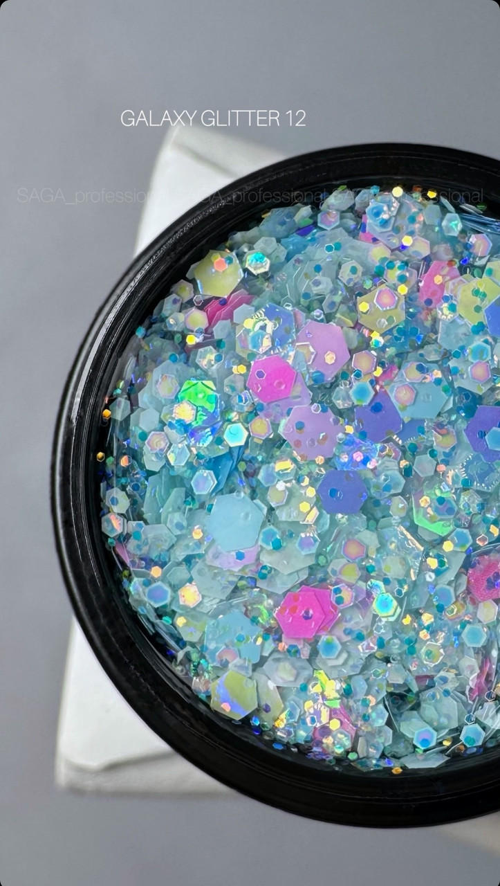Saga Professional Гель для дизайну GALAXY Glitter №12, 8 мл