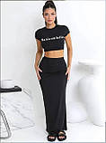 Жіночий літній костюм топ футболка та довга спідниця, фото 3
