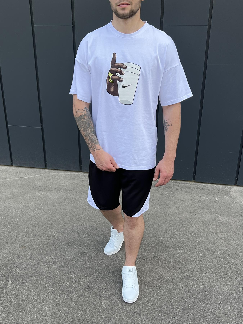 Футболка чоловіча біла НК кофі розмір S, M, L, XL