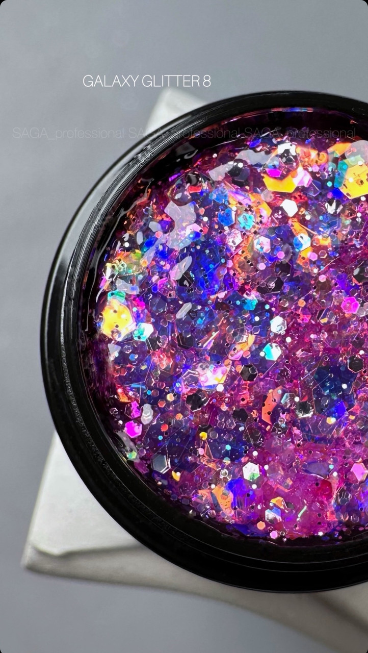 Saga Professional Гель для дизайну GALAXY Glitter №8, 8 мл