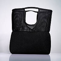 Жіноча сумка-шоппер Black grid чорна (кордура і сітка) Сумка-шоппер жіноча прямокутна на кожен день
