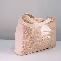 Жіноча сумка-шоппер USVIT Teddy Молочна ( тедді ) Модна жіноча містка сумка Шоппер м'яка