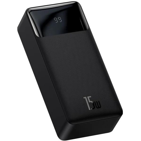 Портативний зовнішній акумулятор Power bank УМБ Baseus Bipow Digital Display 30000mAh 15W 3A 2USB + Type-C, QC | Чорний