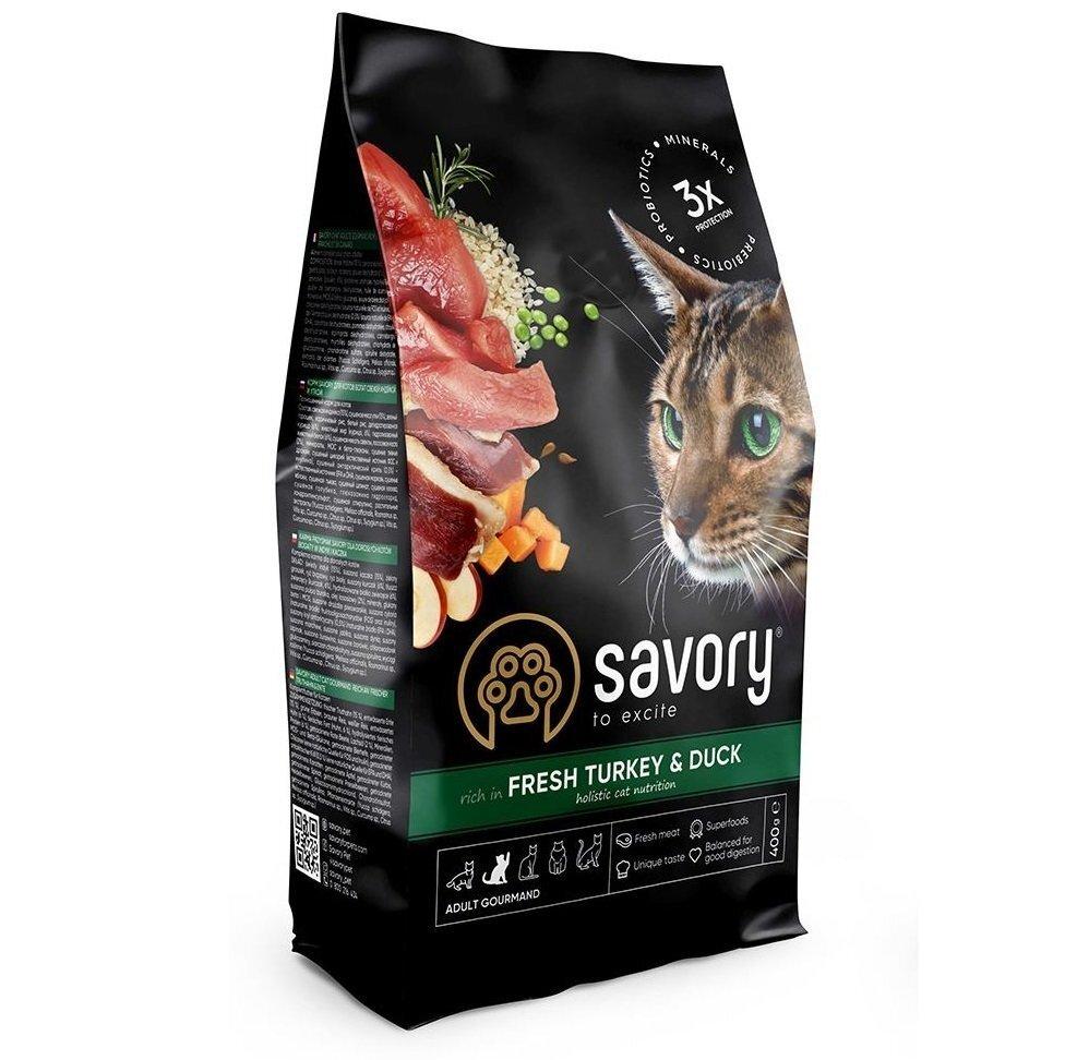 Savory Adult Cat Gourmand Fresh Turkey & Duck 8 кг сухий корм для дорослих примхливих котів (індичка та качка)