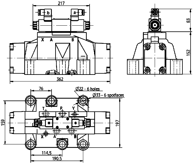 розміри гідророзподільника H4WEH32
