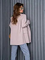 Шерстяной двубортный пиджак-кейп с вставкой размер L
