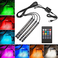Автомобильная подсветка от USB с микрофоном RGB led цветная подсветка в салон авто