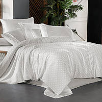 Комплект постельного белья из вареного хлопка- Sarev Marbella V1 Beyaz Евро размер 200*220