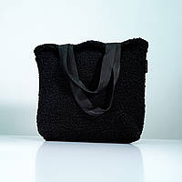Мягкий шоппер женский Teddy черный (тедди) Женская текстильная сумка на двух ручках Сумка Шоппер