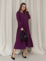 Фиолетовое платье с асимметричным воланом размер XXL