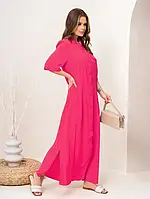 Малинова бавовняна сукня-сорочка з розрізами розмір M