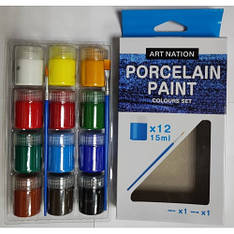 Набір фарб для порцеляни PC11215 Art Nation 12кол.*15мл. + 2 пензлика