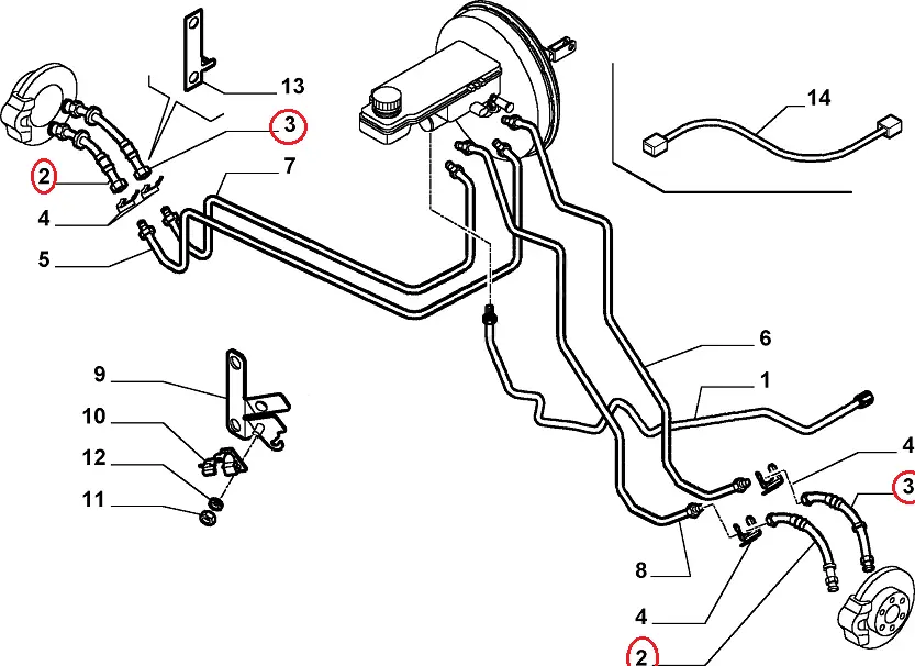 Передній гальмівний шланг на Fiat Ducato 244, Peugeot Boxer 2, Citroen Jumper 2 (2002-2006), 51748936, 4806C3, Automega, Німеччина