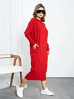 Красное платье кокон с капюшоном размер M