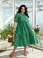 Жіноча сукня вільного крою колір зелений р.48/50 431420
