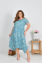 Штапельне літнє плаття міді короткий рукав великих розмірів, фото 3
