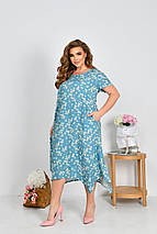 Штапельне літнє плаття міді короткий рукав великих розмірів, фото 2