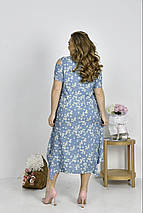 Штапельне літнє плаття міді короткий рукав великих розмірів, фото 4