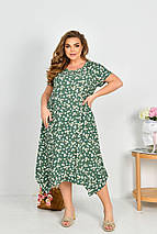 Штапельне літнє плаття міді короткий рукав великих розмірів, фото 5