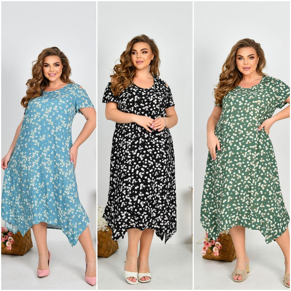 Штапельне літнє плаття міді короткий рукав великих розмірів