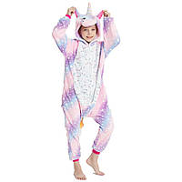 Пижама Кигуруми детская BearWear Единорог звездное небо New (на молнии) L 125 - 135 см Розово-лиловый