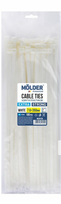 Хомути MOLDER пластикові білі 7.6x350 (100шт.)