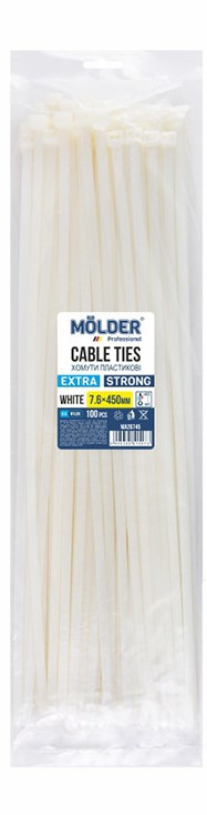 Хомути MOLDER пластикові білі 7.6x450 (100шт.), фото 1