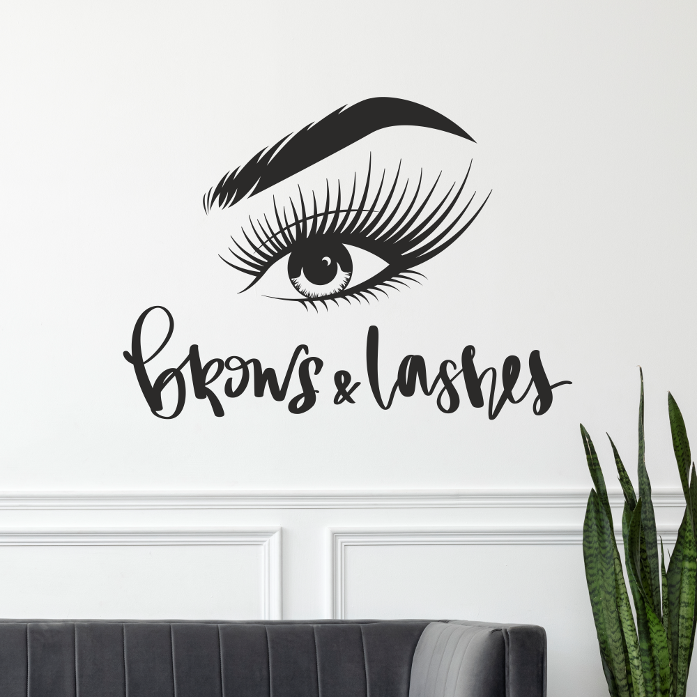 Вінілові наклейки Brows and lashes S Око Вії Брови для салону краси Happy Pocket Чорна матова, фото 1