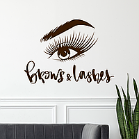 Виниловые наклейки на стену Brows and lashes S Глаз Ресницы Брови для салона Happy Pocket Коричневая матовая