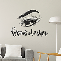 Набор виниловых наклеек Brows and lashes M Глаз Ресницы Брови для салона красоты Черная матовая