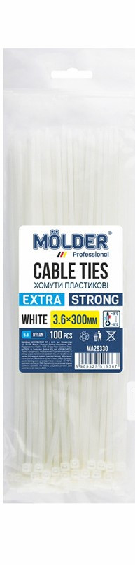 Хомути MOLDER пластикові білі 3,6x300 (100шт.)